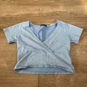 Brandy Melville Light Blue Wrap Crop Top